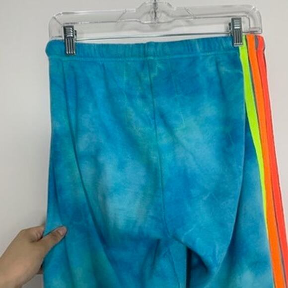 Aviator Nation Blue Tie Dye Sweatpants Neon Stripe Womens Medium - Picture 7 of 9